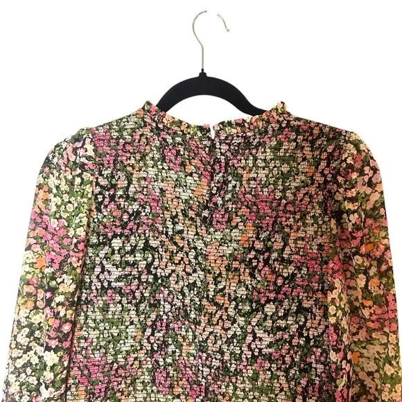 DEX Women's Floral Chiffon Smocked Long Sleeve Blouse-Size Medium - Picture 7 of 10